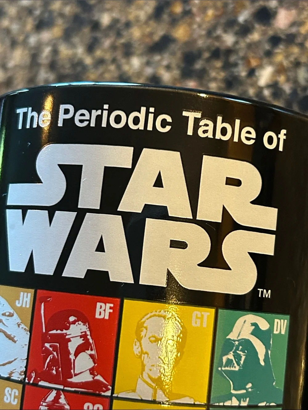 NEW Star Wars 'Periodic Table' Ceramic Mug - Black with Multicolor Graphics